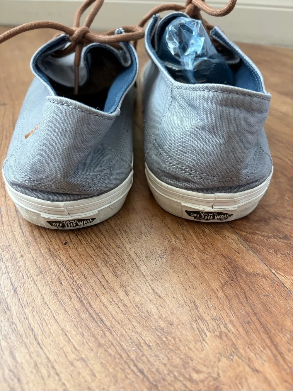 Vans Men's Gray Canvas Boat Shoes with Brown Laces